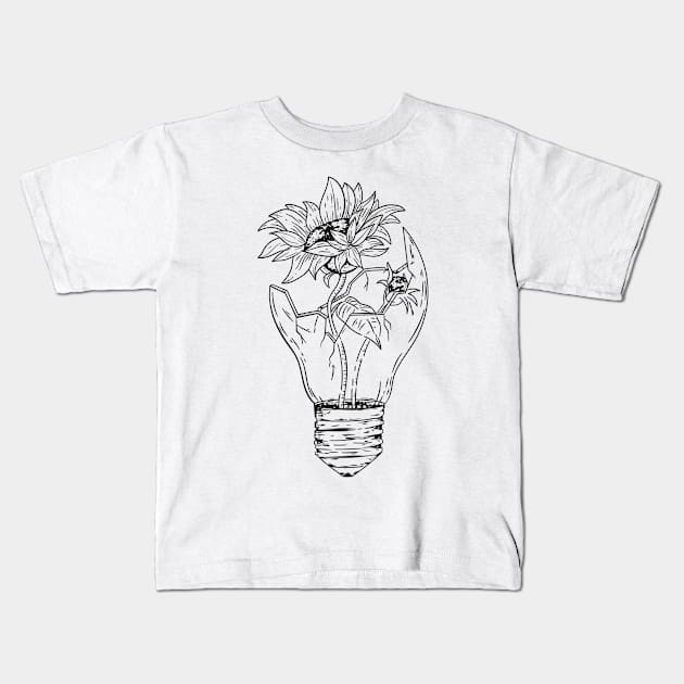 sunflower art Kids T-Shirt by PaperHead